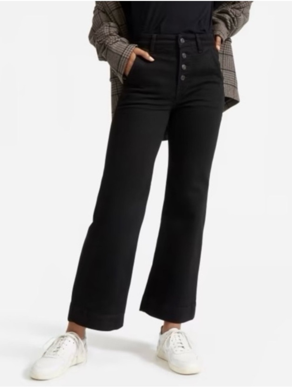 Everlane The Wide Leg Ankle Exposed Button Fly High Rise Jeans  |   Size: 24